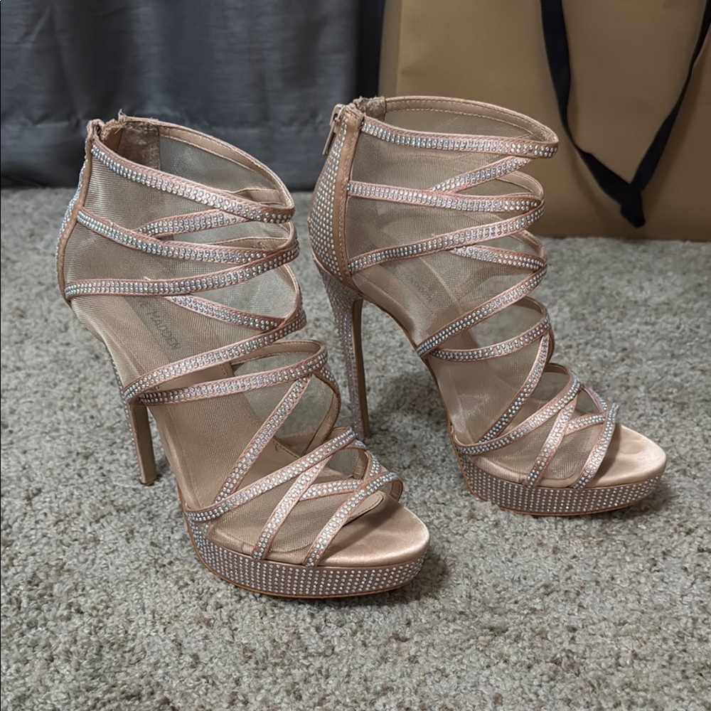Steve Madden Tan Strappy Heels with Stiletto